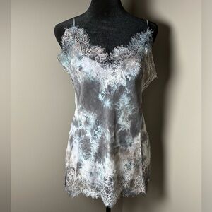 Gold Hawk Grey Tie-Dye Silk/Lace cami Size Small NWT